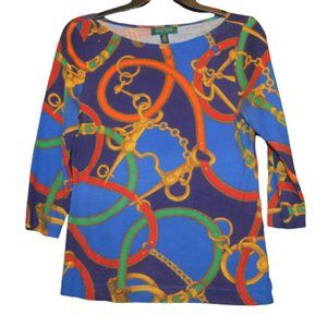 Ralph Lauren Vintage Y2k Equestrian Belts Chains Classic Cotton Top